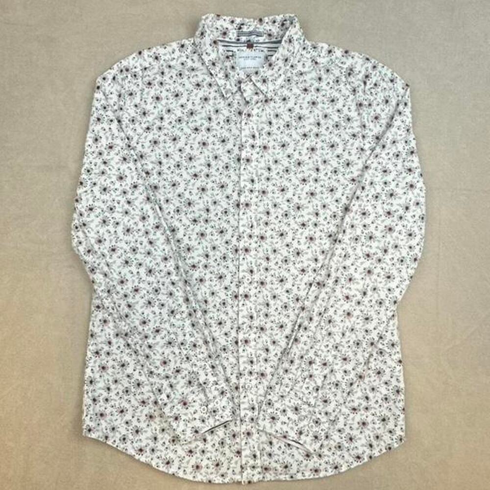 Denim & Flower men’s long sleeve shirt white floral pattern size M sku A-17-LRS